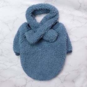 New Fleece-lined Scarf Schnauzer Teddy Pug French Bullfight Pet Small Dog Clothes (Option: Oxygen Blue-S)