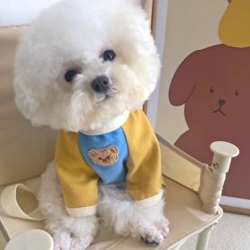 Poodle Dog Clothes Korean Pet Pullover Sweater (Option: Blue Yellow Bear-XL)