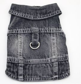 Traction Denim Vest Two-leg Clothing Small Dog Vest Pet Clothes (Option: Traction Vest Black-XXL)