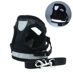 Cross-border Dog Breast Strap Vest Reflective Hand Holding Rope Breathable Pet Supplies Wholesale (Option: Black-L)