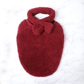 New Fleece-lined Scarf Schnauzer Teddy Pug French Bullfight Pet Small Dog Clothes (Option: Purplish Red-XXL)