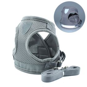 Cross-border Dog Breast Strap Vest Reflective Hand Holding Rope Breathable Pet Supplies Wholesale (Option: Gray-XL)