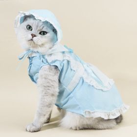 Pet Suit Pet Cat Hat Dog Spring And Summer Clothing Supplies Skirt (Option: Blue Maid Costume Hat-M)